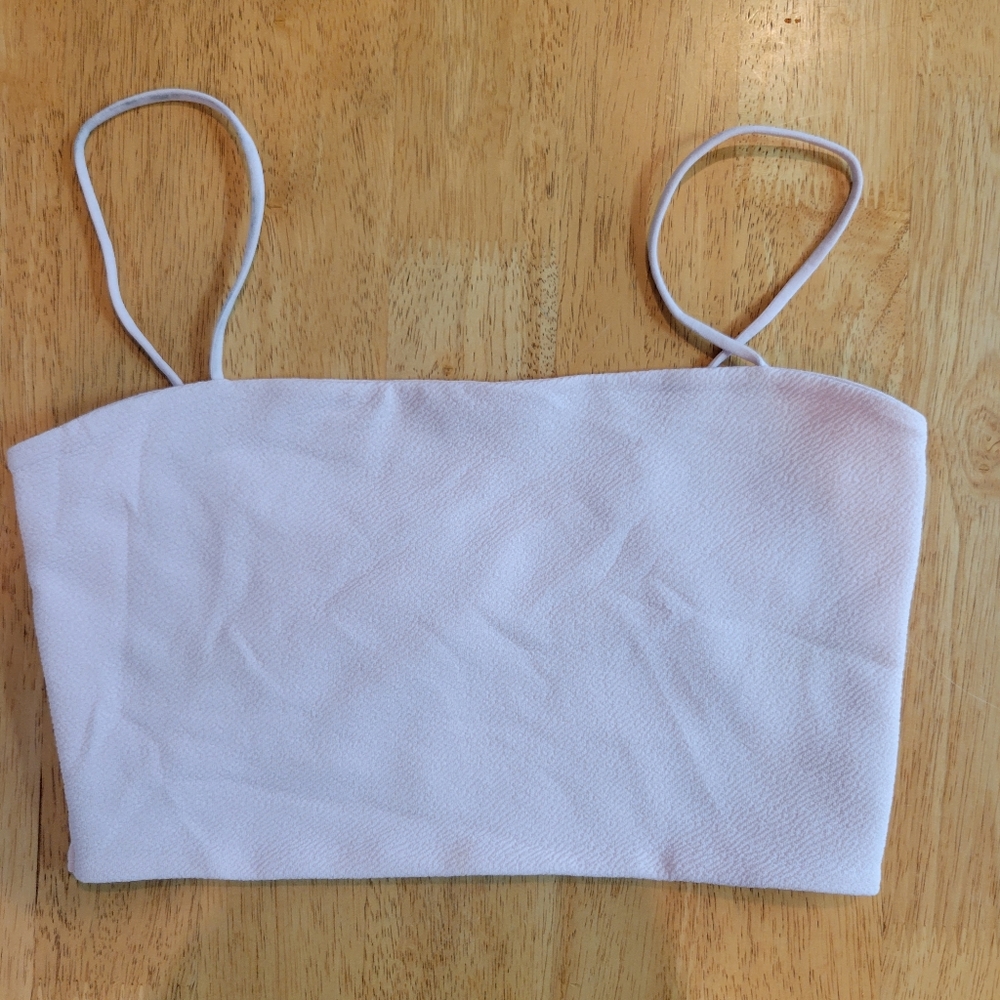 Boohoo blush pink crop top